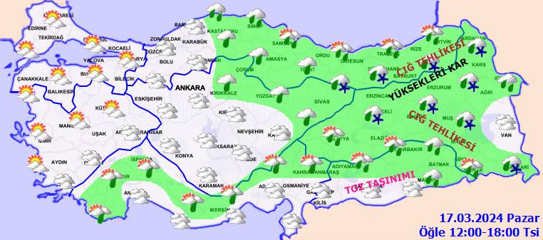 Bugün hava durumu nasıl olacak, yağmur kar yağacak mı sıcaklıklar ne kadar? 17 Mart 2024 Pazar hava durumu 2