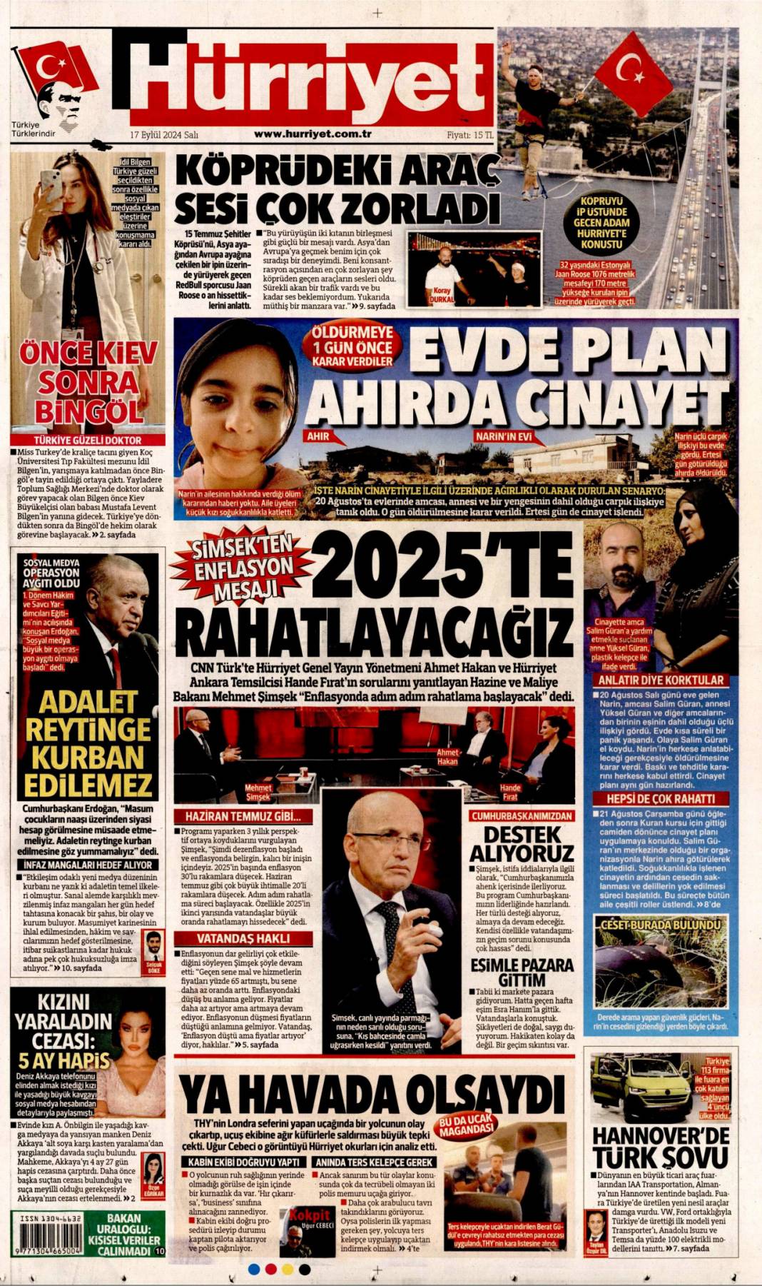 ''Evde plan ahırda cinayet!  Narin'i öldürmeye bir gün önce karar verdiler'': 17 Eylül 2024 Salı gazete manşetleri 1