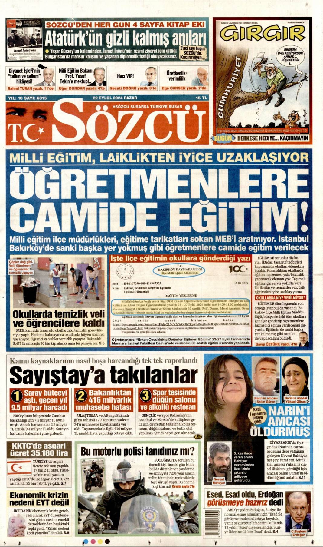 Narin cinayetinde sır perdesi aralanıyor! 'Artık sende benim suç ortağımsın': Gazete manşetleri 4