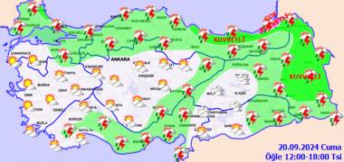 Meteorolojiden Son dakika duyurusu ile kuvvetli yağış uyarısı!  20 Eylül 2024 Cuma hava durumu ve sıcaklıkları 9