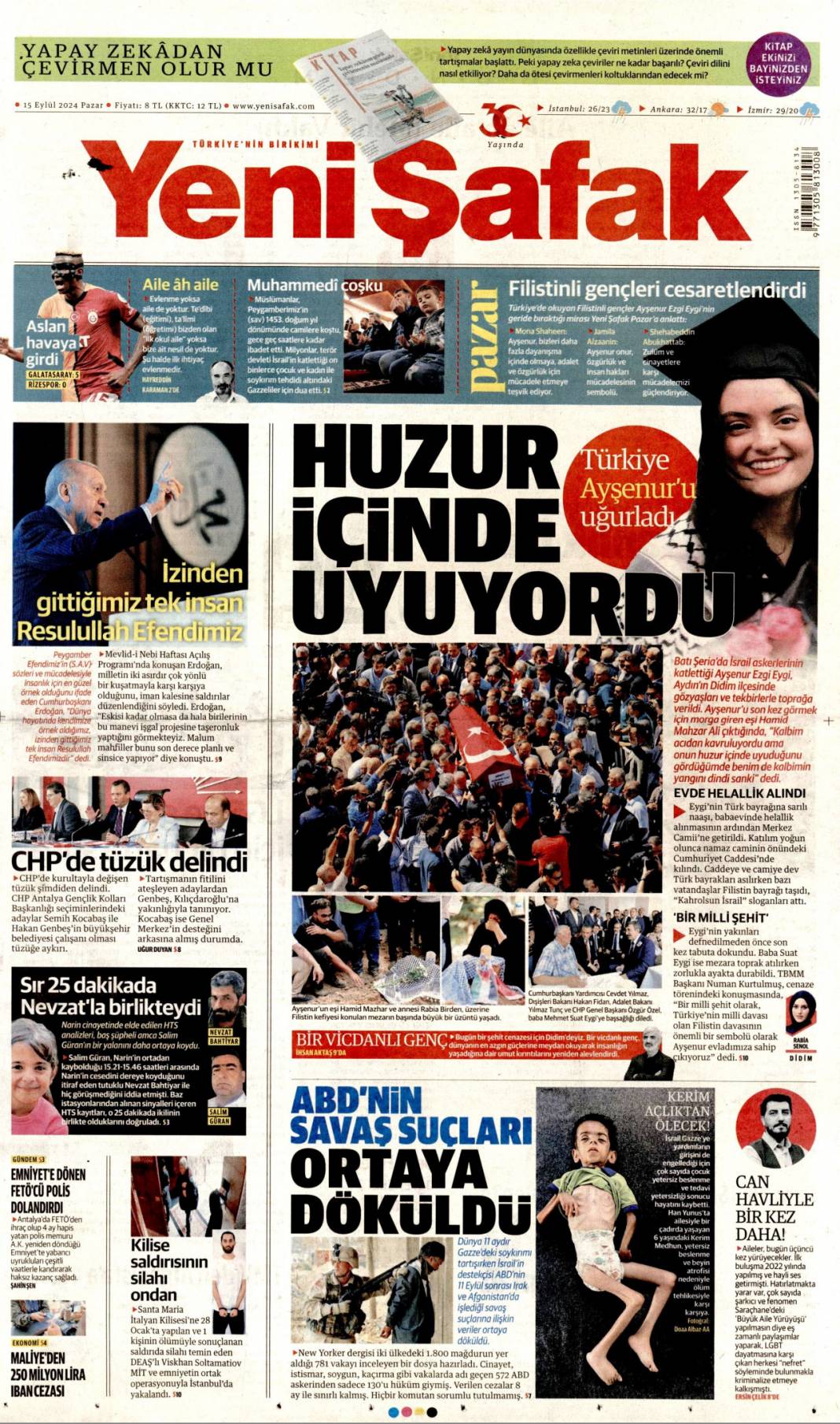 İmamoğlu ateşle oynuyor! 15 Eylül 2024 Pazar gazete manşetleri 6