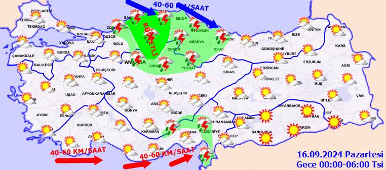 Meteoroloji o illeri uyardu, çok kuvvetli geliyor! 16 Eylül 2024 Pazartesi hava durumu ve sıcaklıkları 7