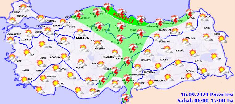 Meteoroloji o illeri uyardu, çok kuvvetli geliyor! 16 Eylül 2024 Pazartesi hava durumu ve sıcaklıkları 4