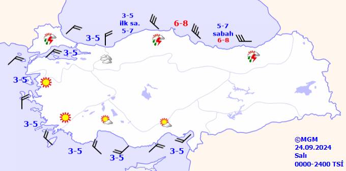 Meteoroloji açıkladı! 24 Eylül 2024 Salı Bölgelerimizde, illerimizde ve denizlerimizde hava durumu 10