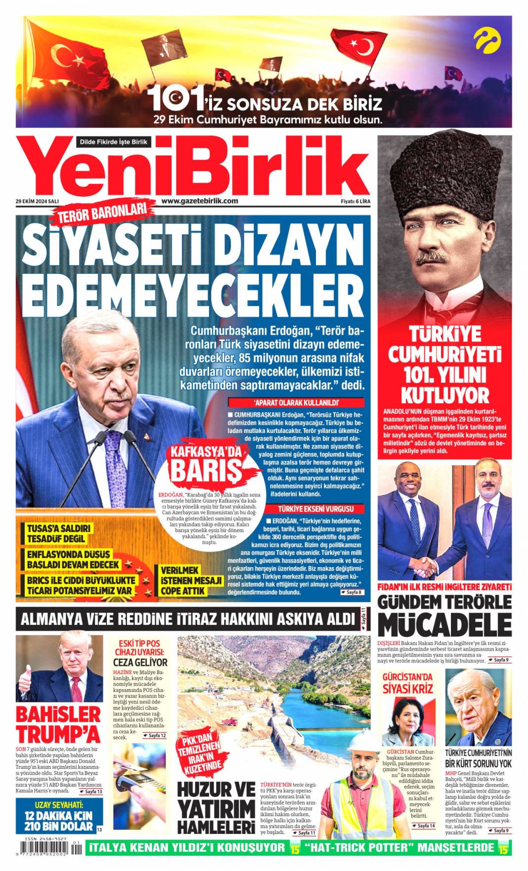 101 yıl önceki ruh bugünde dimdik ayakta! 29 Ekim Cumhuriyet Bayramı kutlu olsun: 29 Ekim 2024 gazete manşetleri 16