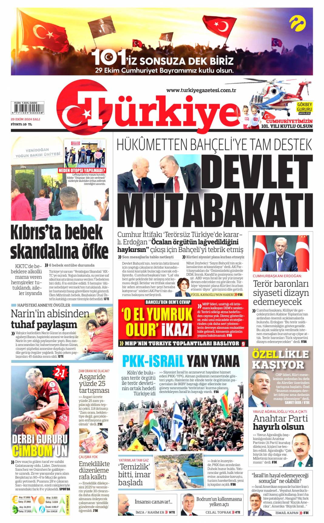 101 yıl önceki ruh bugünde dimdik ayakta! 29 Ekim Cumhuriyet Bayramı kutlu olsun: 29 Ekim 2024 gazete manşetleri 5