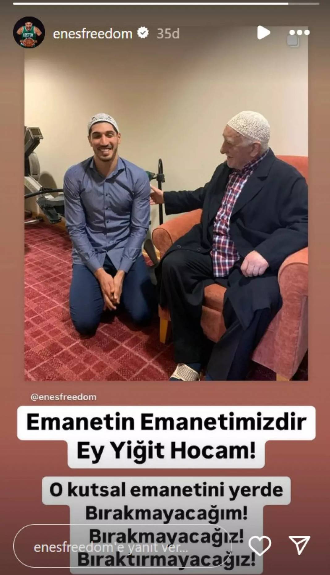 FETÖ'cü Enes Kanter, Terör elebaşı Fetullah Gülen ölüm sonrası paylaşımda bulundu! 3