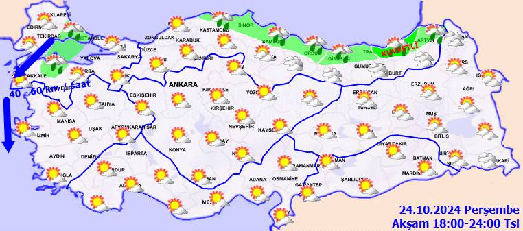 Meteoroloji açıkladı! Hava durumu nasıl olacak, yağmur yağacak mı? 24 Ekim 2024 perşembe hava durumu ve sıcaklıkları 6