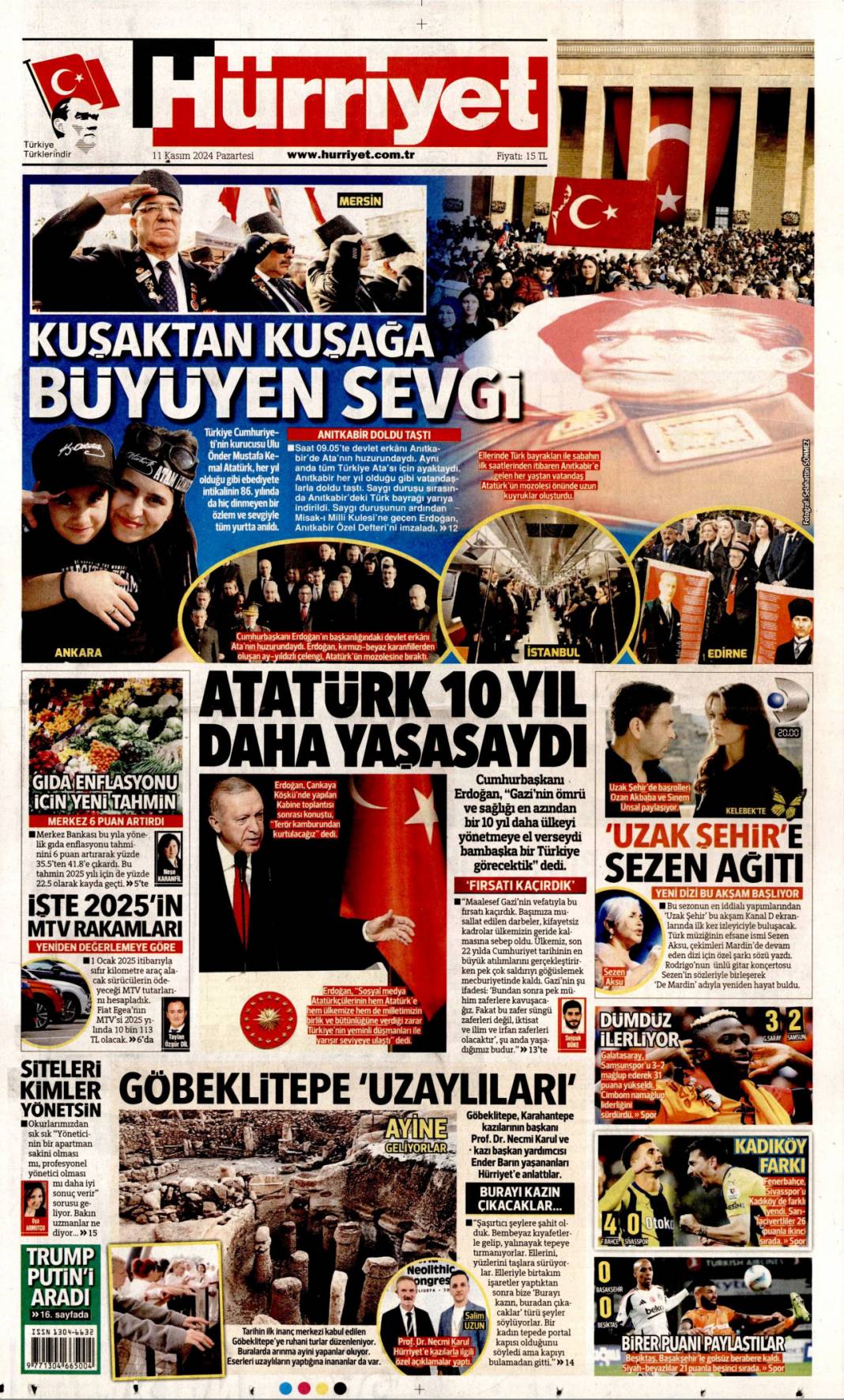 Kuşaktan kuşağa büyüyen sevgi! 11 Kasım 2024 Pazartesi gazete manşetleri 1