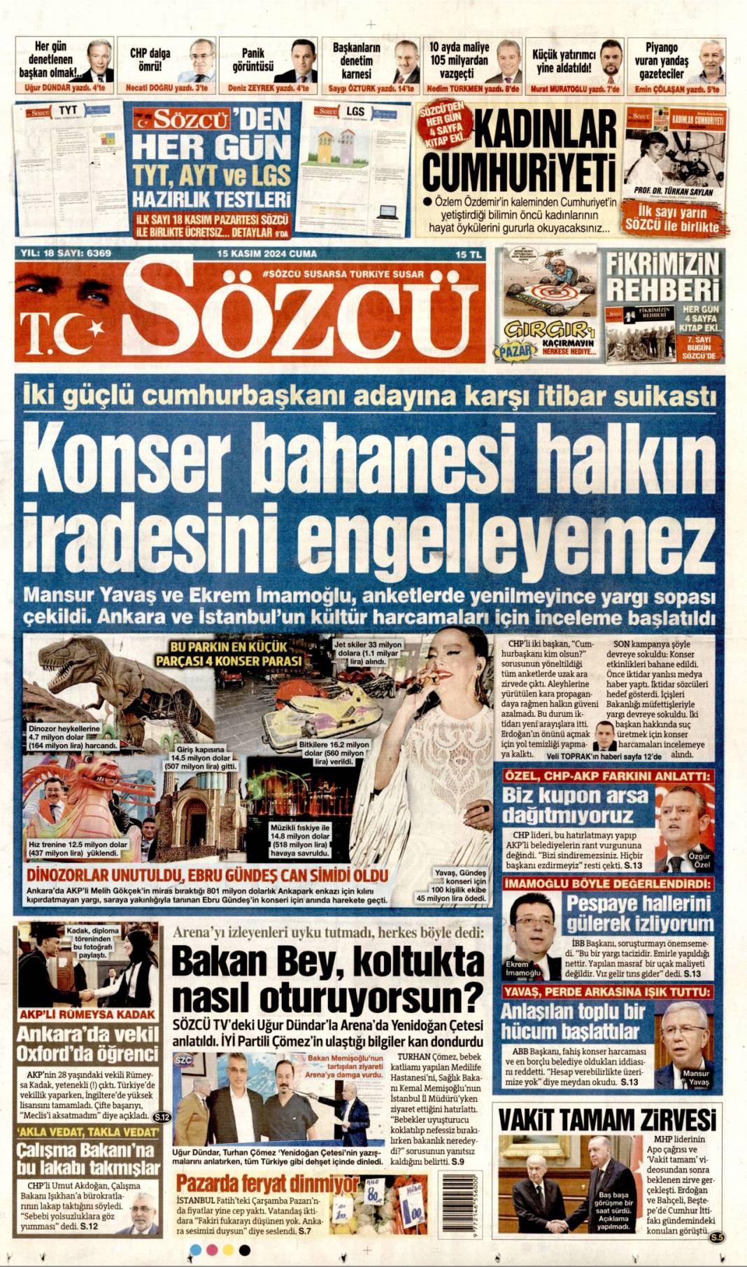 AIDS'li çocuk alarmı! Ayper hocadan şok sözler: 15 Kasım 2024 Cuma gazete manşetleri 3