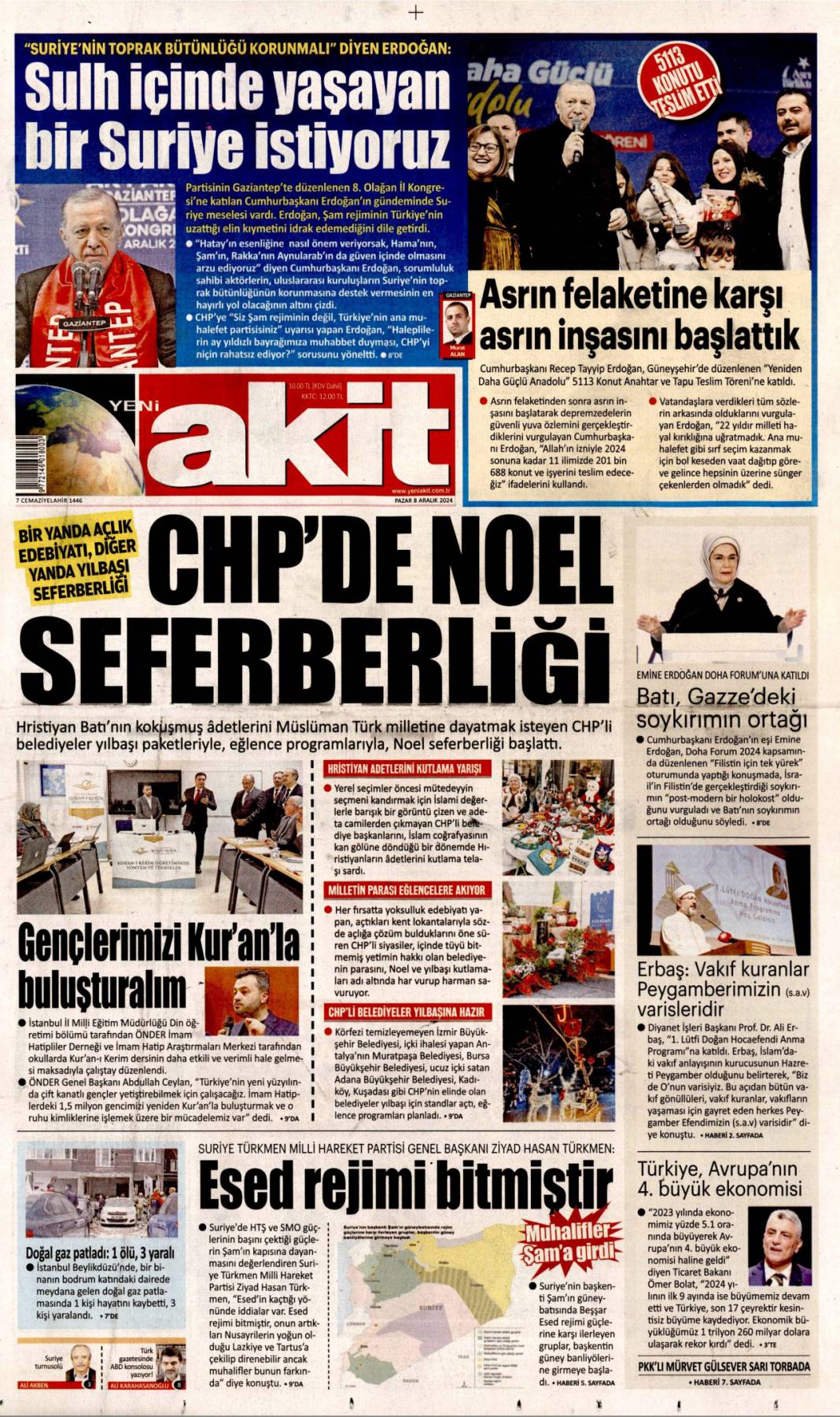 61 yıllık Baas rejimi çöktü! Suriye'de söz halkın 8 Aralık gazete manşetleri 10