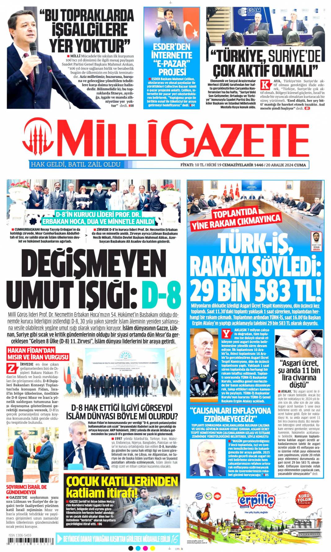 Şam Erdoğan'a hazırlanıyor! 15 Gün içinde bir sürpriz bekleniyor: 20 Aralık 2024 Cuma gazete manşetleri 14