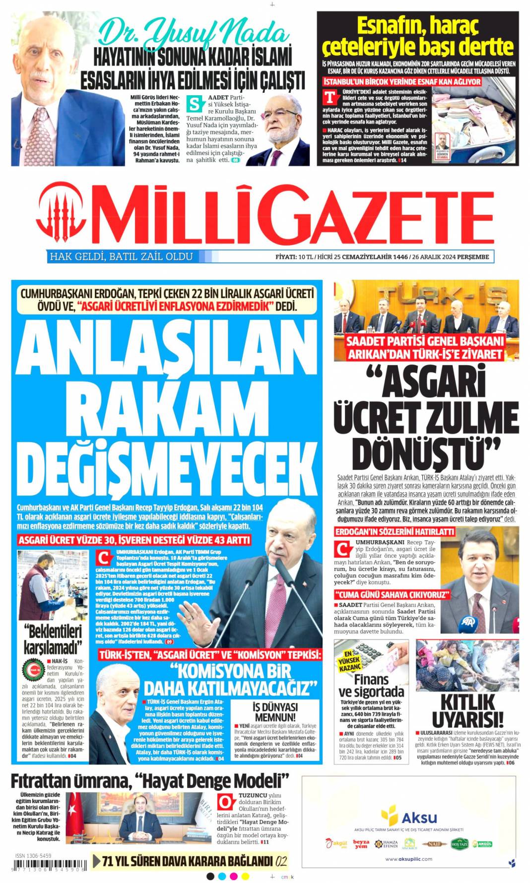 Kaçış yok tıpış tıpış ödeyeceksiniz! 26 Aralık 2024 gazete manşetleri 14