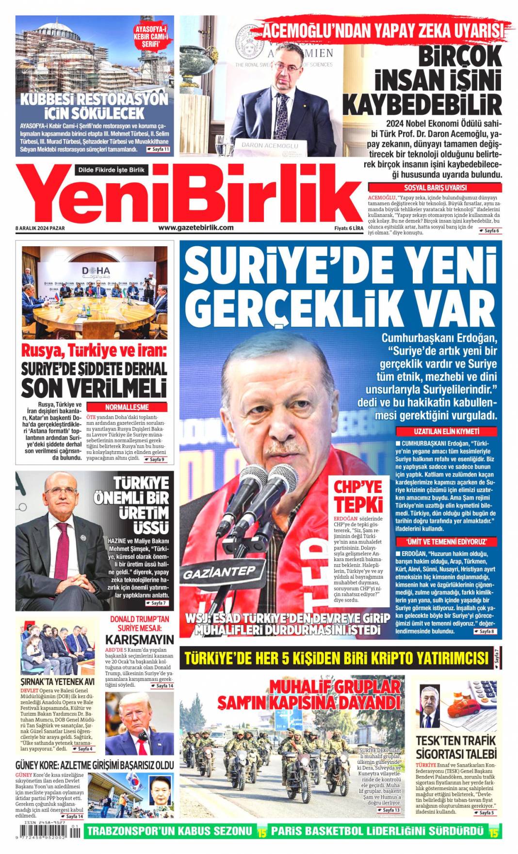 61 yıllık Baas rejimi çöktü! Suriye'de söz halkın 8 Aralık gazete manşetleri 15