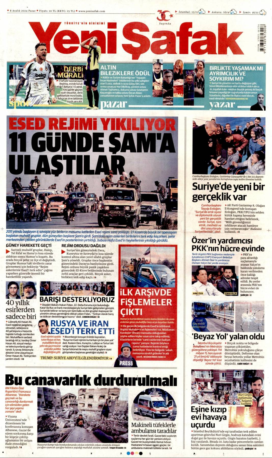 61 yıllık Baas rejimi çöktü! Suriye'de söz halkın 8 Aralık gazete manşetleri 6