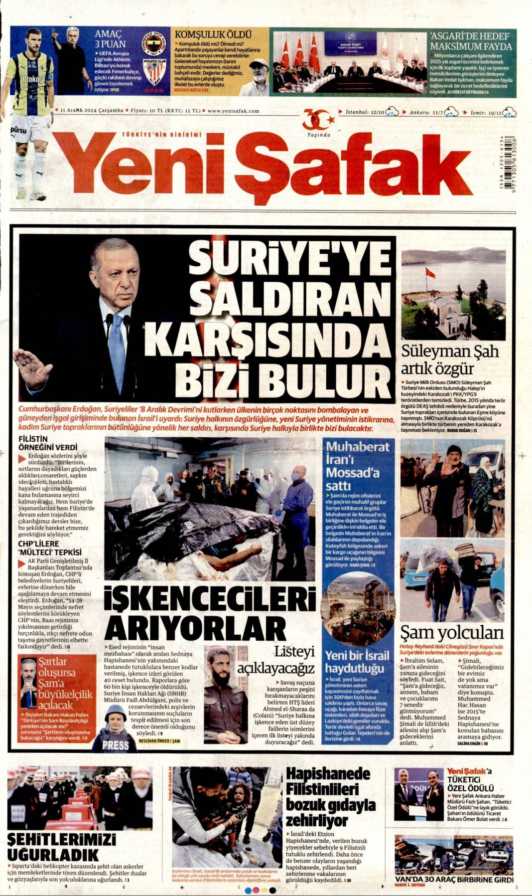 Suriye'ye saldıran karşısında bizi bulur! Bugün gazete manşetleri neler? 11 Aralık 2024 gazete manşetleri 1