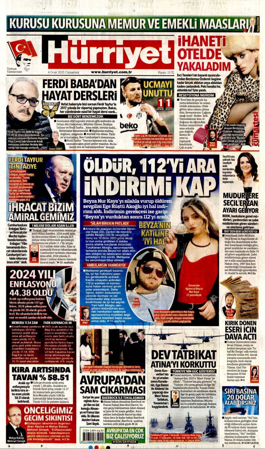 Öldür, 112'yi ara indirimi kap! 4 Ocak 2025 Gazete manşetleri 1