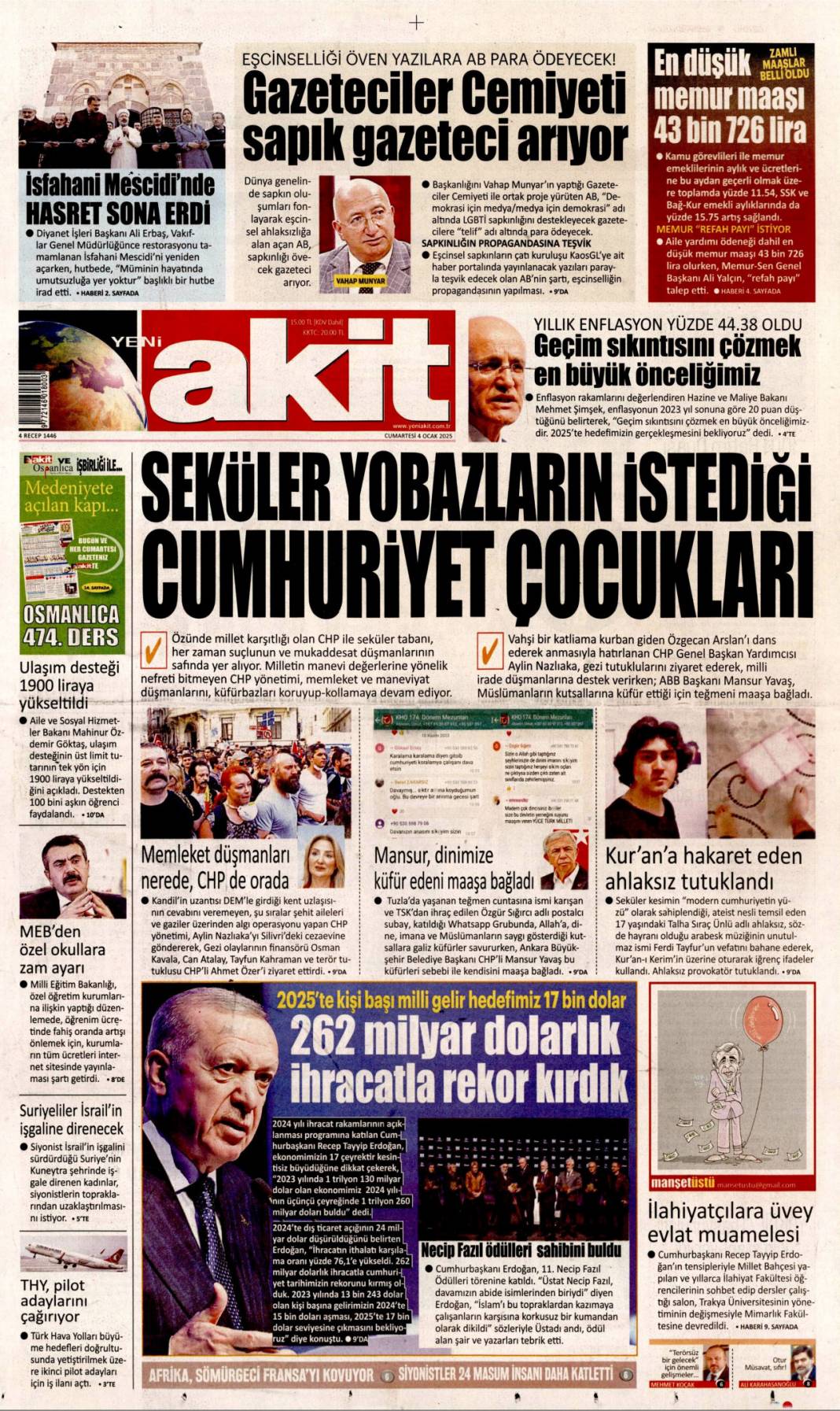 Öldür, 112'yi ara indirimi kap! 4 Ocak 2025 Gazete manşetleri 10