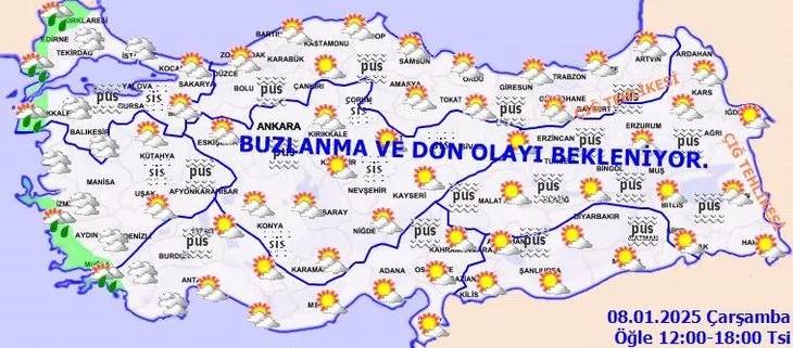 Bugün hava durumu nasıl olacak? Güneşli havaya aldanmayın, don ve buzlanmaya dikkat! 8 Ocak hava durumu 8