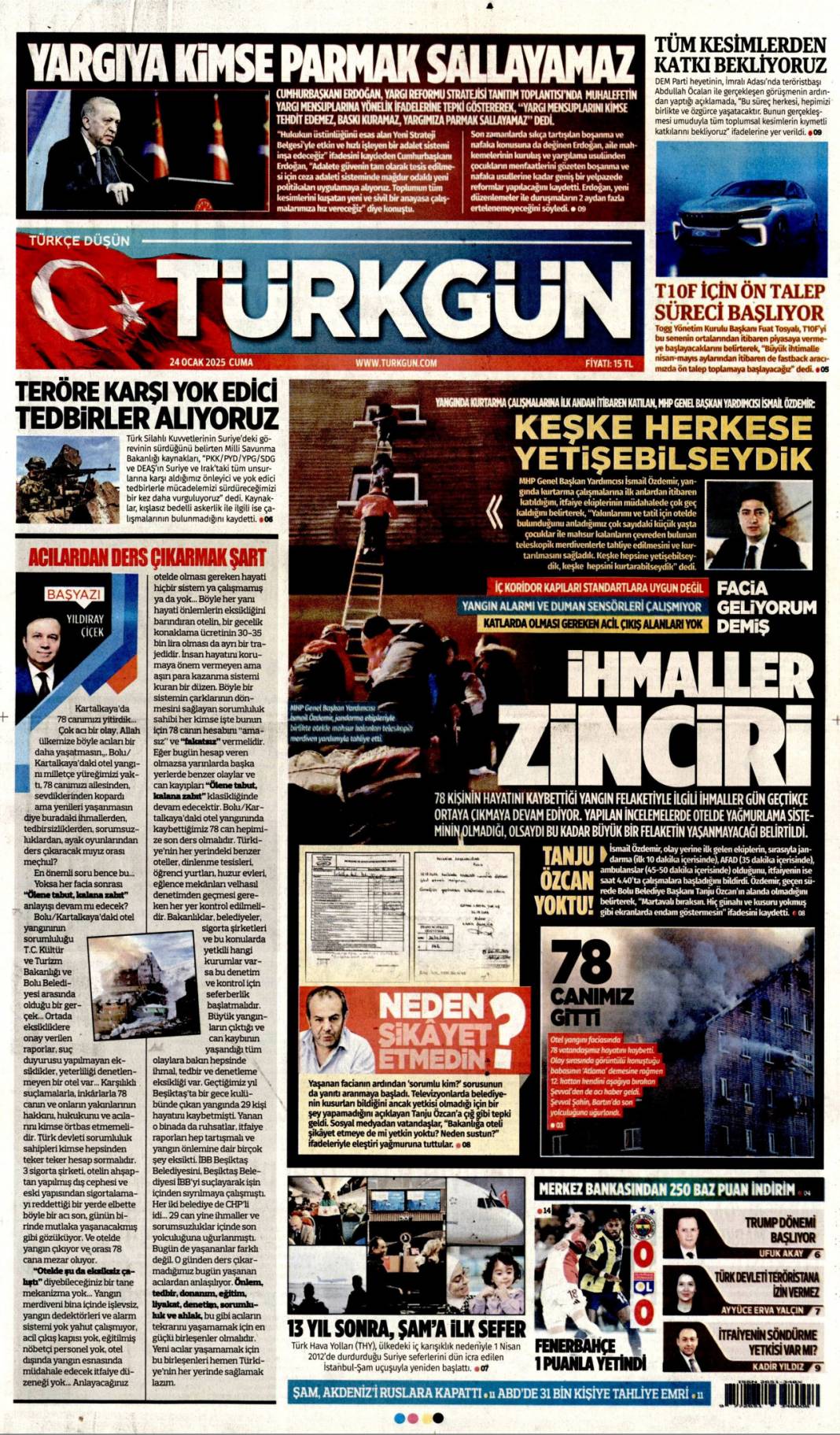 'İtfaiye aracını sattı makam aracı aldı' | 24 Ocak Cuma gazete manşetleri 11
