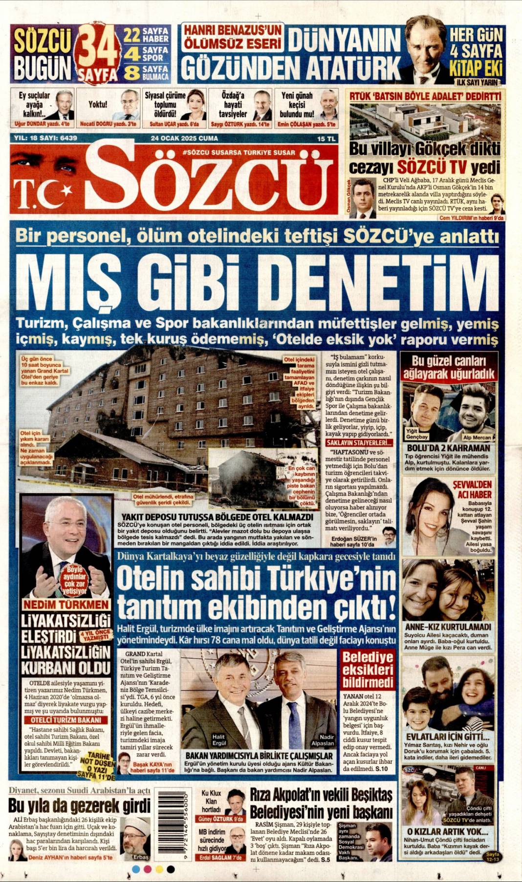 'İtfaiye aracını sattı makam aracı aldı' | 24 Ocak Cuma gazete manşetleri 3