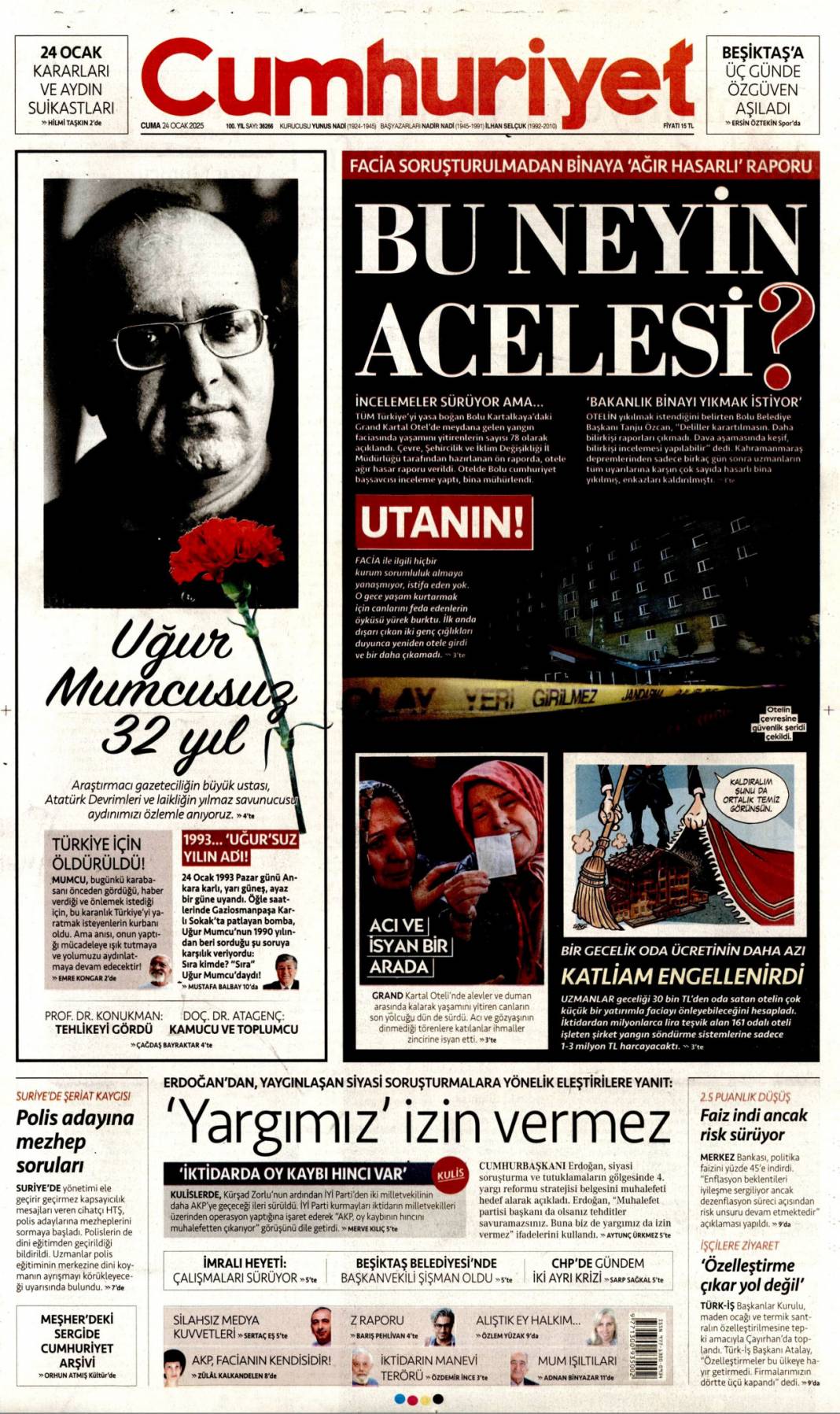 'İtfaiye aracını sattı makam aracı aldı' | 24 Ocak Cuma gazete manşetleri 4