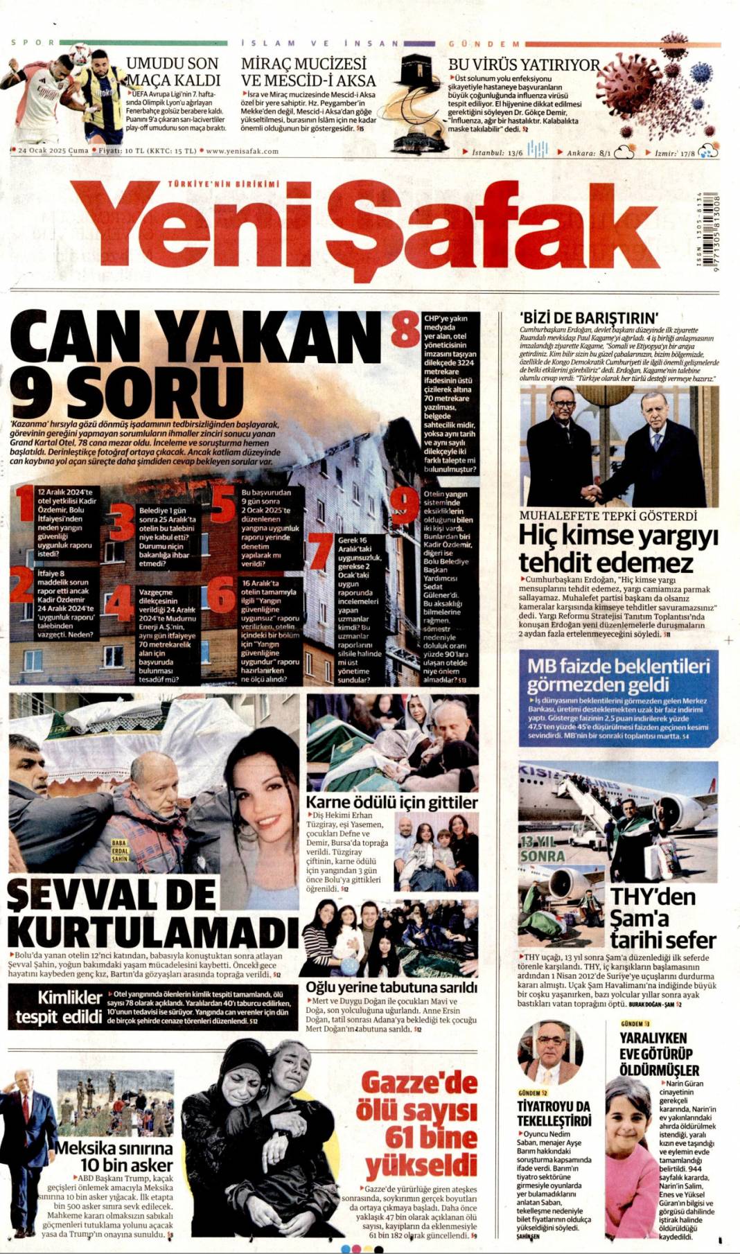 'İtfaiye aracını sattı makam aracı aldı' | 24 Ocak Cuma gazete manşetleri 6