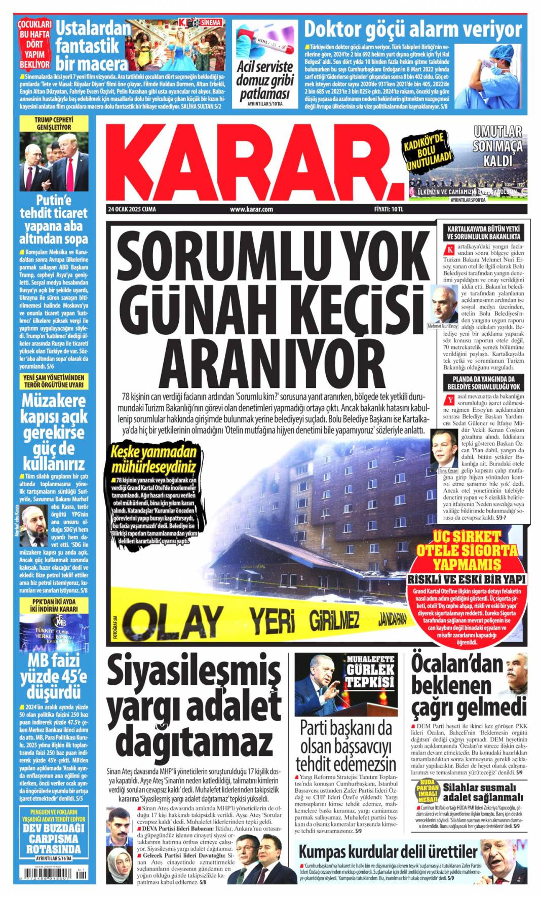 'İtfaiye aracını sattı makam aracı aldı' | 24 Ocak Cuma gazete manşetleri 7