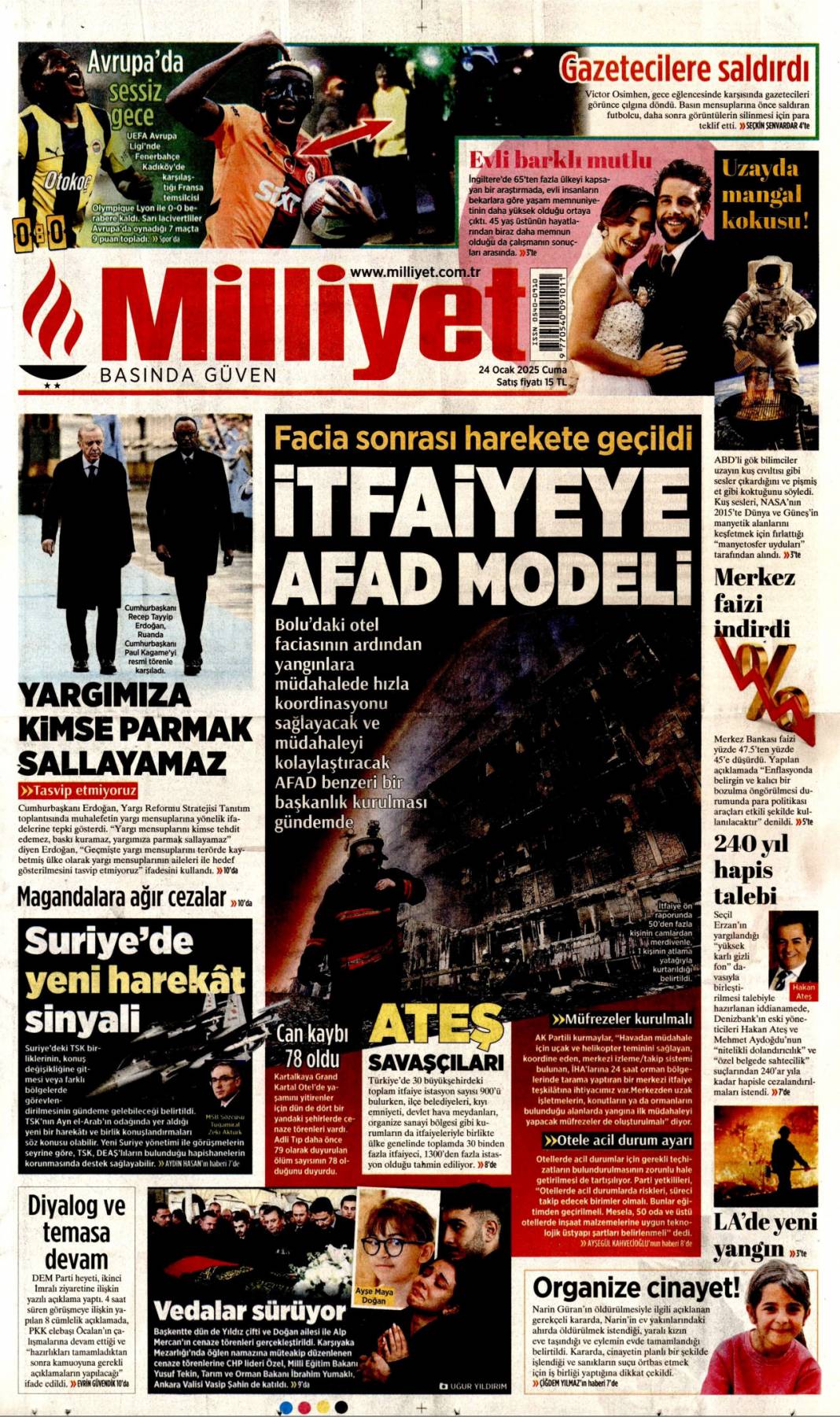 'İtfaiye aracını sattı makam aracı aldı' | 24 Ocak Cuma gazete manşetleri 9