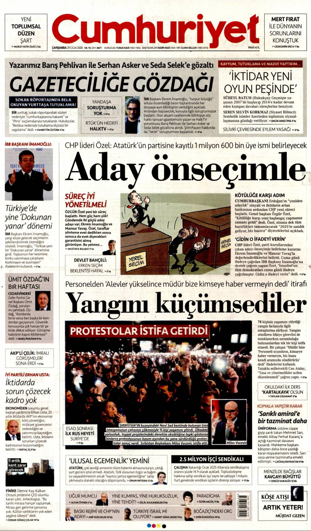 İkaz butonuna basmayan damattan, Alay eder gibi savunma: İşte, 29 Ocak gazete manşetleri... 4