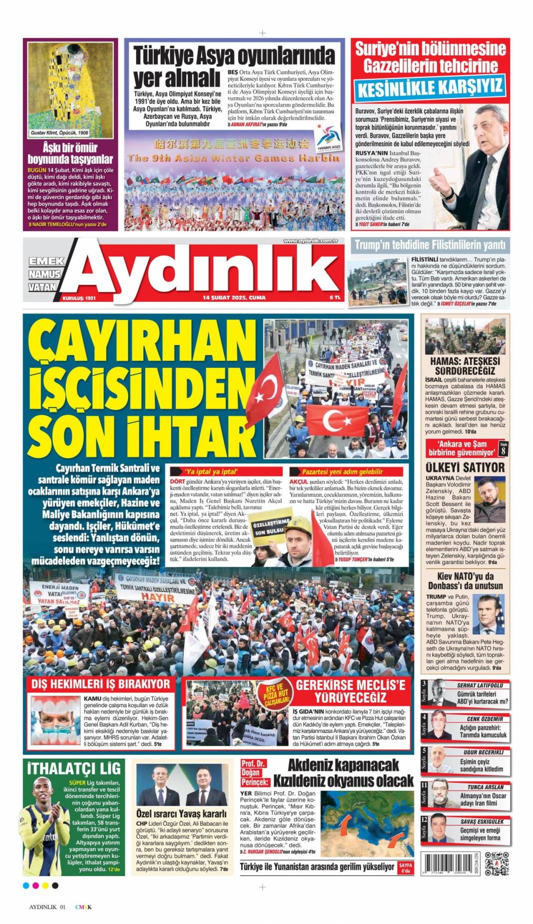 Vatan toprağıyla pazarlık olmaz! 14 Şubat gazete manşetleri 14