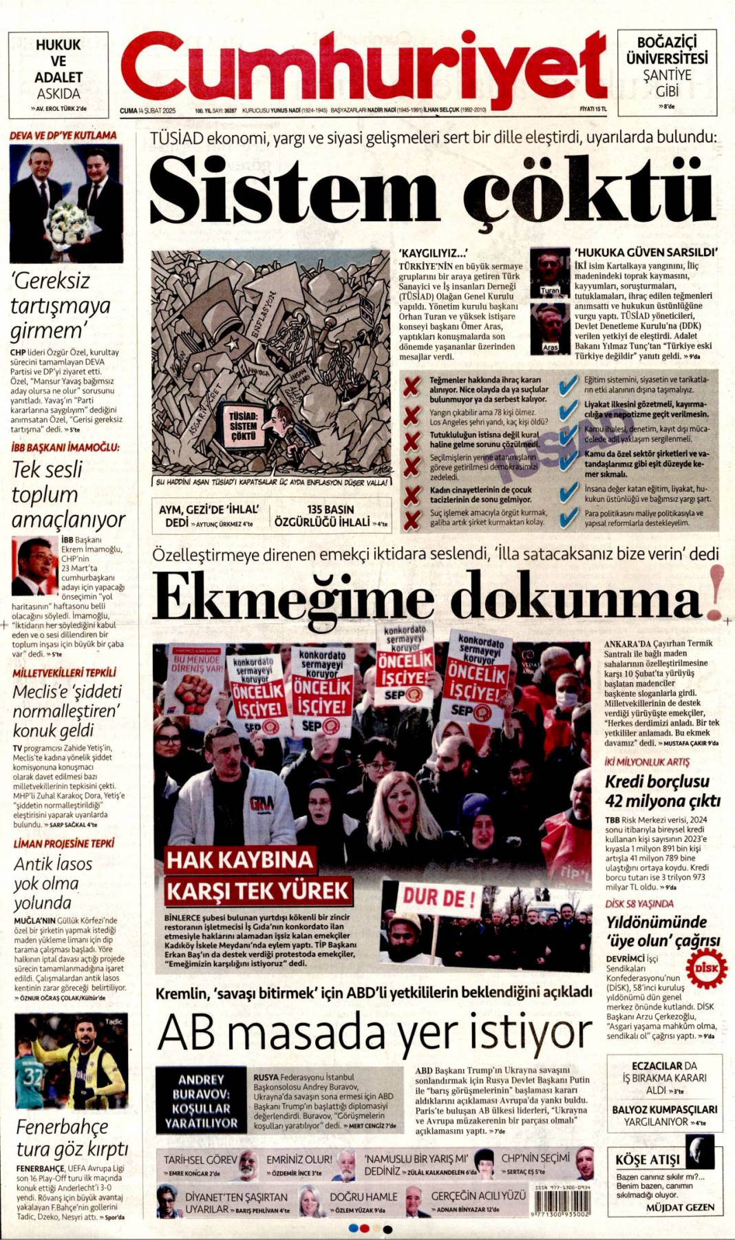 Vatan toprağıyla pazarlık olmaz! 14 Şubat gazete manşetleri 4