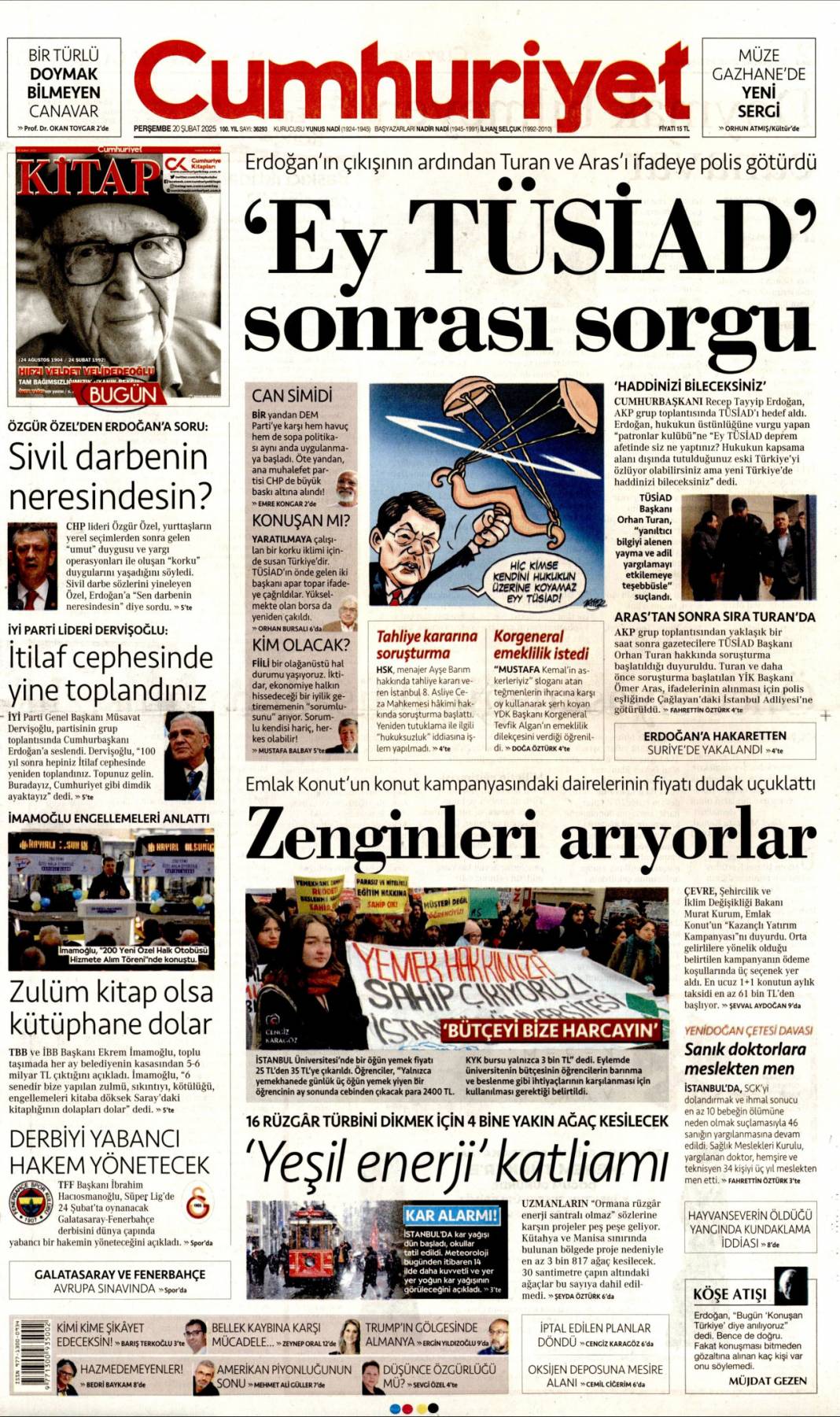 Yeni Türkiye'de haddini bileceksin! Başkan Erdoğan'dan TÜSİAD'a sert sözler: 20 Şubat gazete manşetleri 4