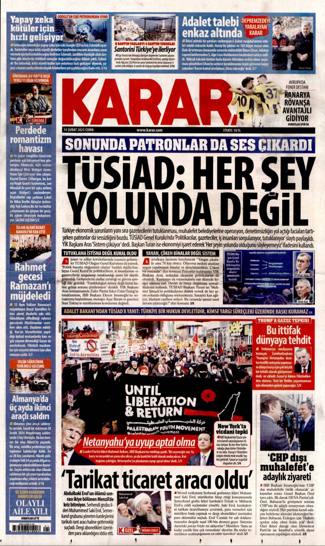 Vatan toprağıyla pazarlık olmaz! 14 Şubat gazete manşetleri 7