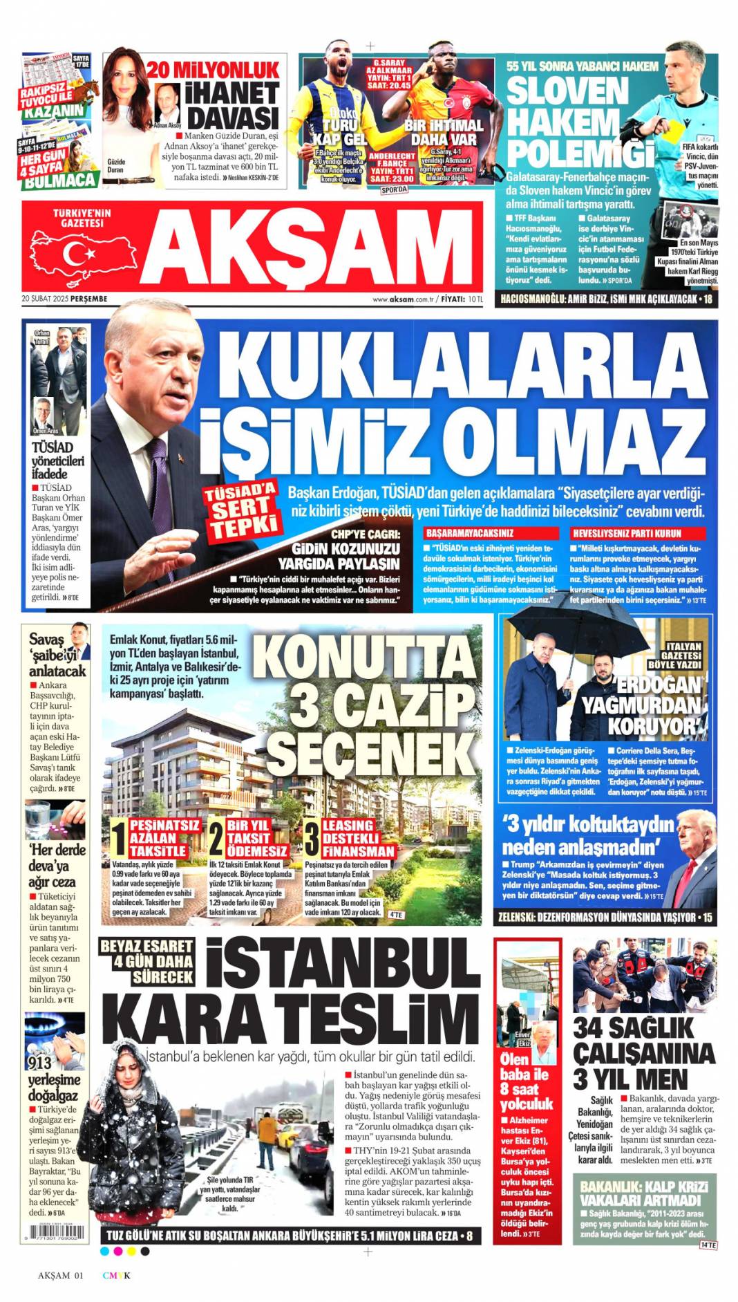 Yeni Türkiye'de haddini bileceksin! Başkan Erdoğan'dan TÜSİAD'a sert sözler: 20 Şubat gazete manşetleri 8