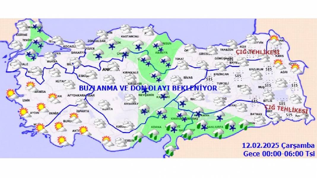 Meteoroloji ve AKOM'dan soğuk hava ve kar yağışı uyarısı! 12 Şubat Çarşamba Hava durumu ve sıcaklıkları 2