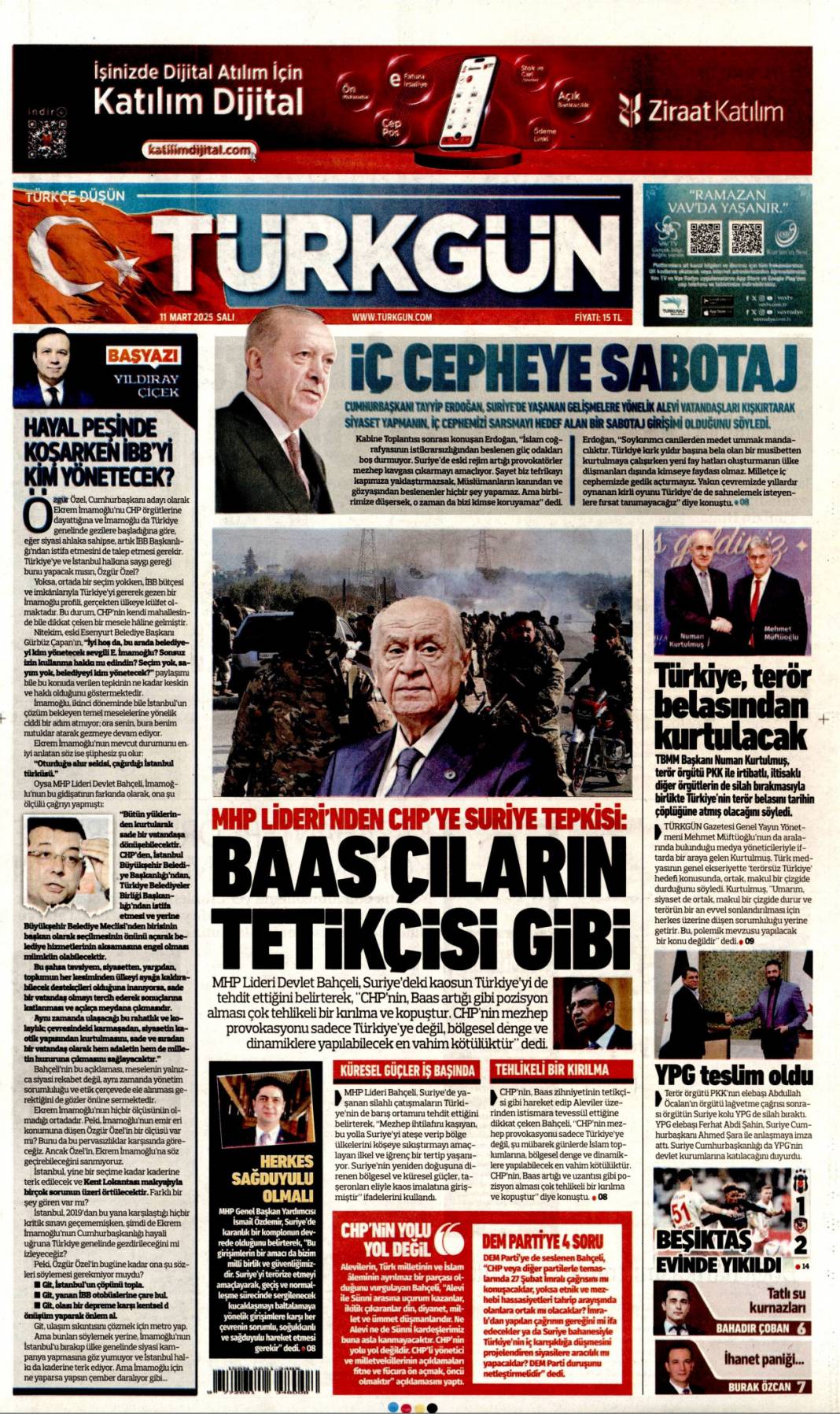 Türk Füzesini Alalım! 11 Mart Gazete Manşetleri 11