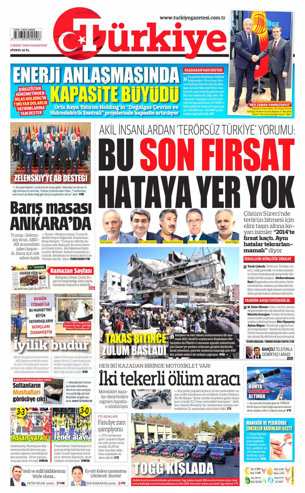 Bu son fırsat, hataya yer yok! 3 Mart 2025 gazete manşetleri 1
