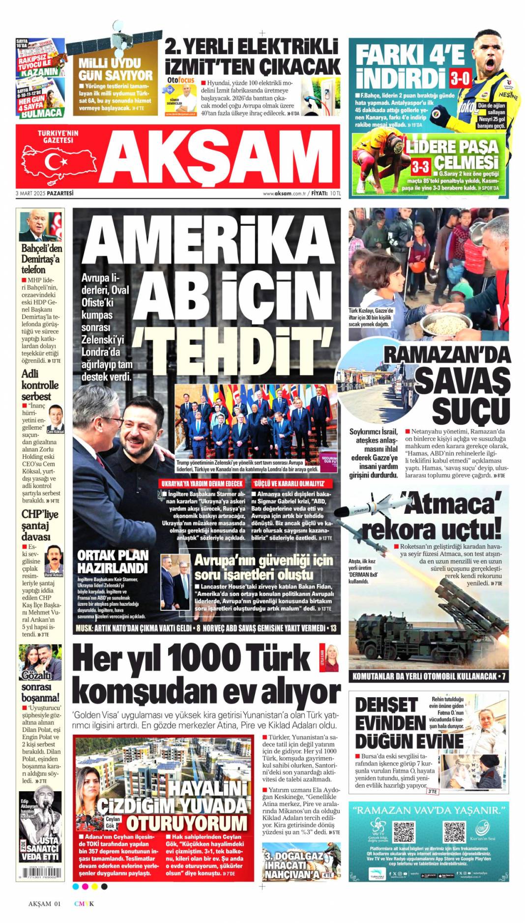 Bu son fırsat, hataya yer yok! 3 Mart 2025 gazete manşetleri 7