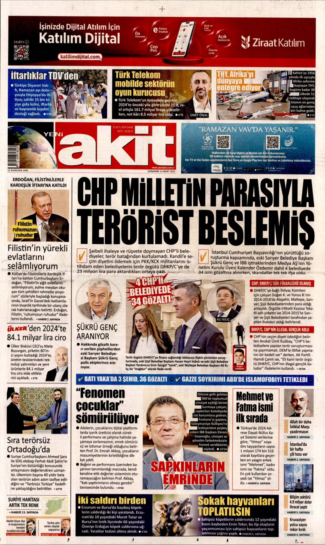 İhaleler DHKP-C'ye! 12 Mart 2025 Gazete manşetleri... 13
