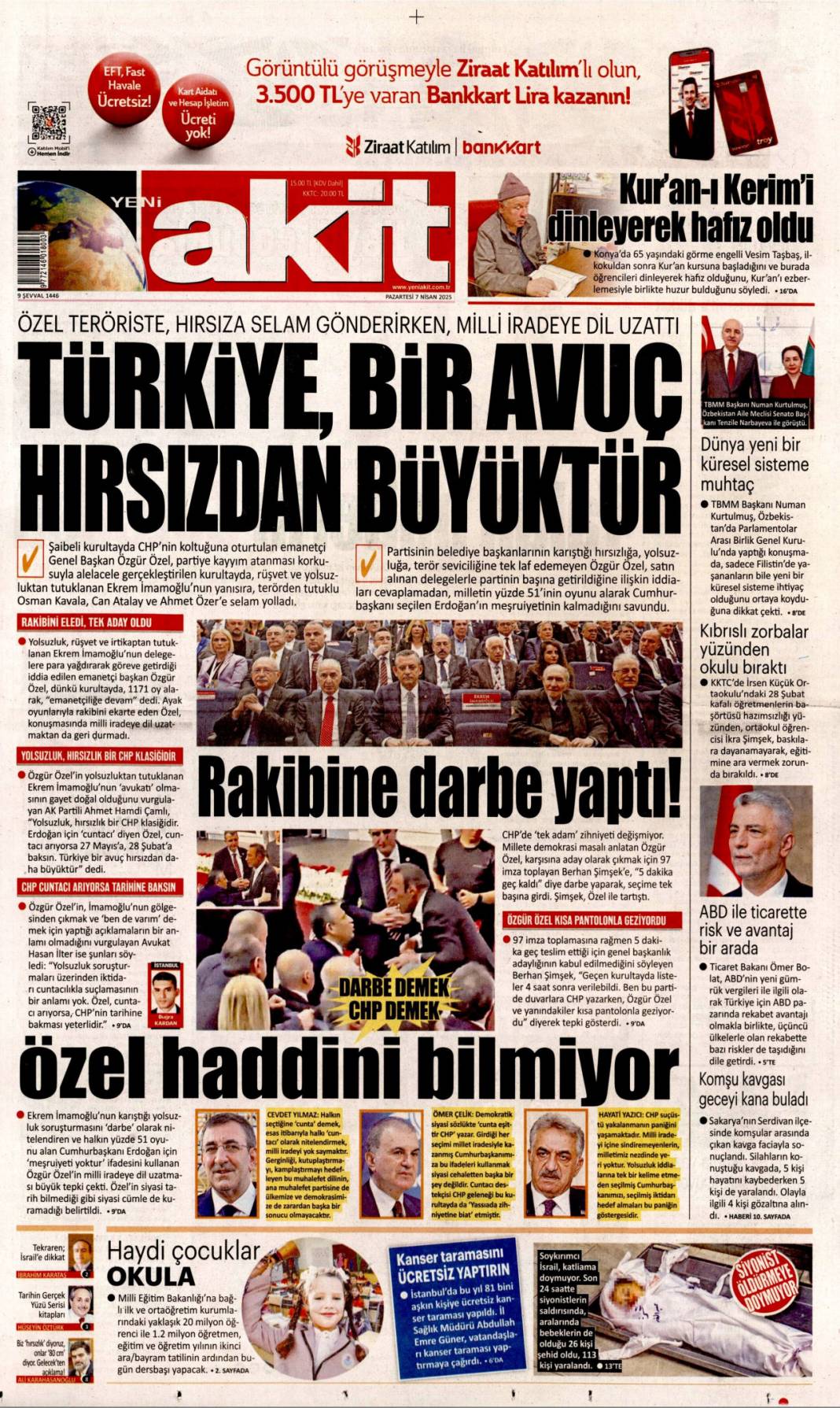 Amerika'ya 2.6 milyon dolar kaçırdı: 7 Nisan gazete manşetleri 10