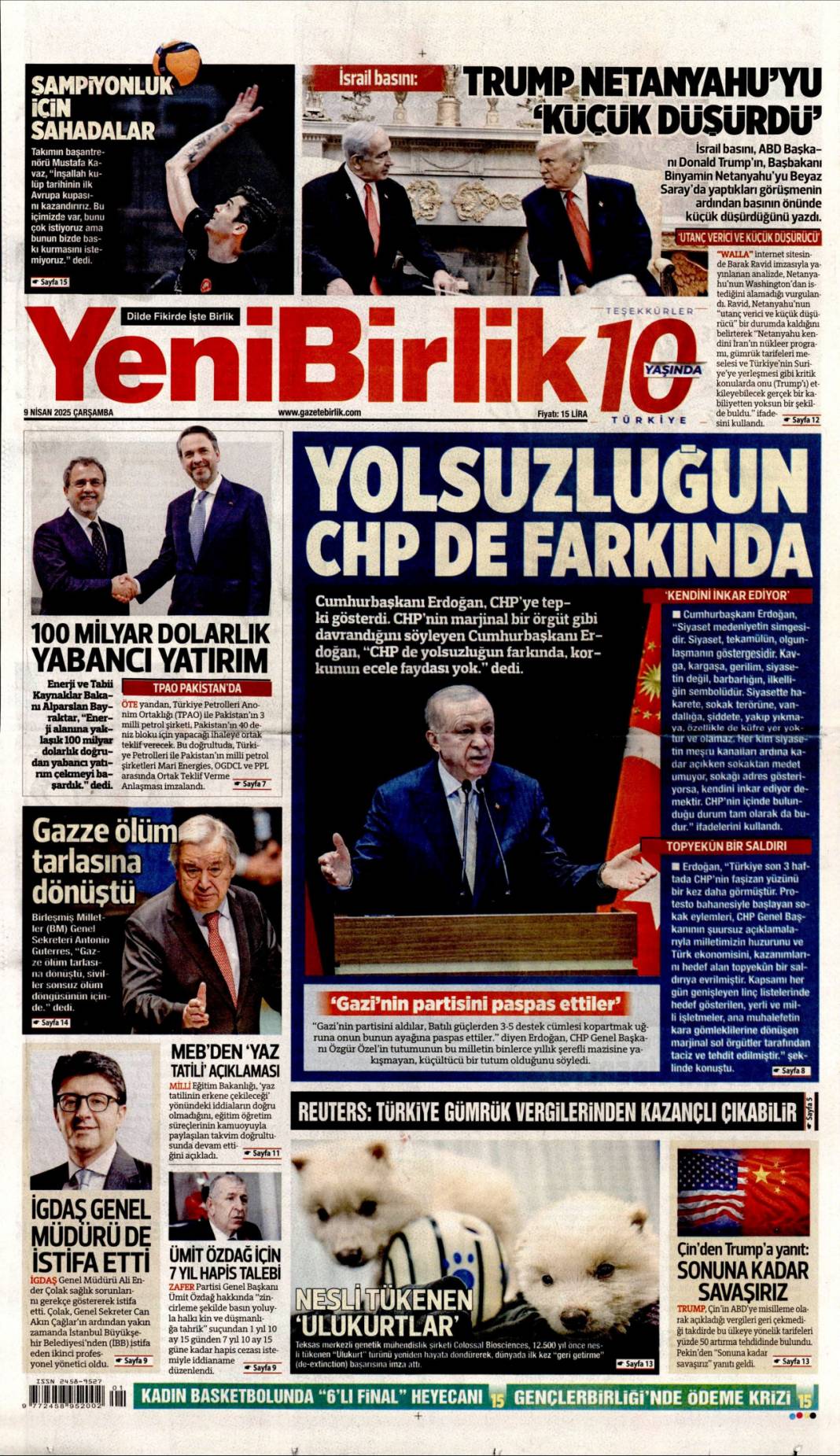 CHP yolsuzluğu bal gibi biliyor, Gazinin partisini pas pas yaptılar: 9 Nisan gazete manşetleri 14