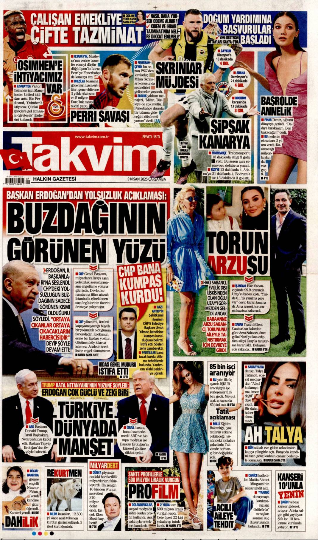 CHP yolsuzluğu bal gibi biliyor, Gazinin partisini pas pas yaptılar: 9 Nisan gazete manşetleri 16