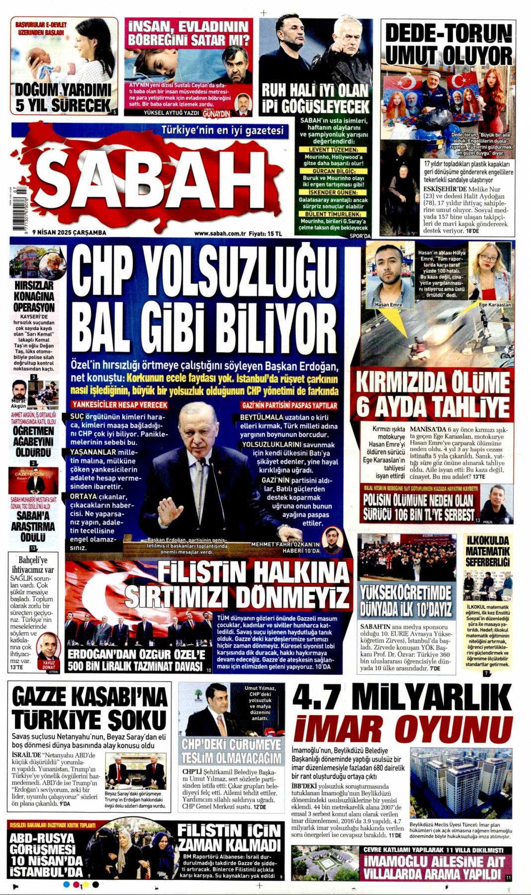 CHP yolsuzluğu bal gibi biliyor, Gazinin partisini pas pas yaptılar: 9 Nisan gazete manşetleri 1