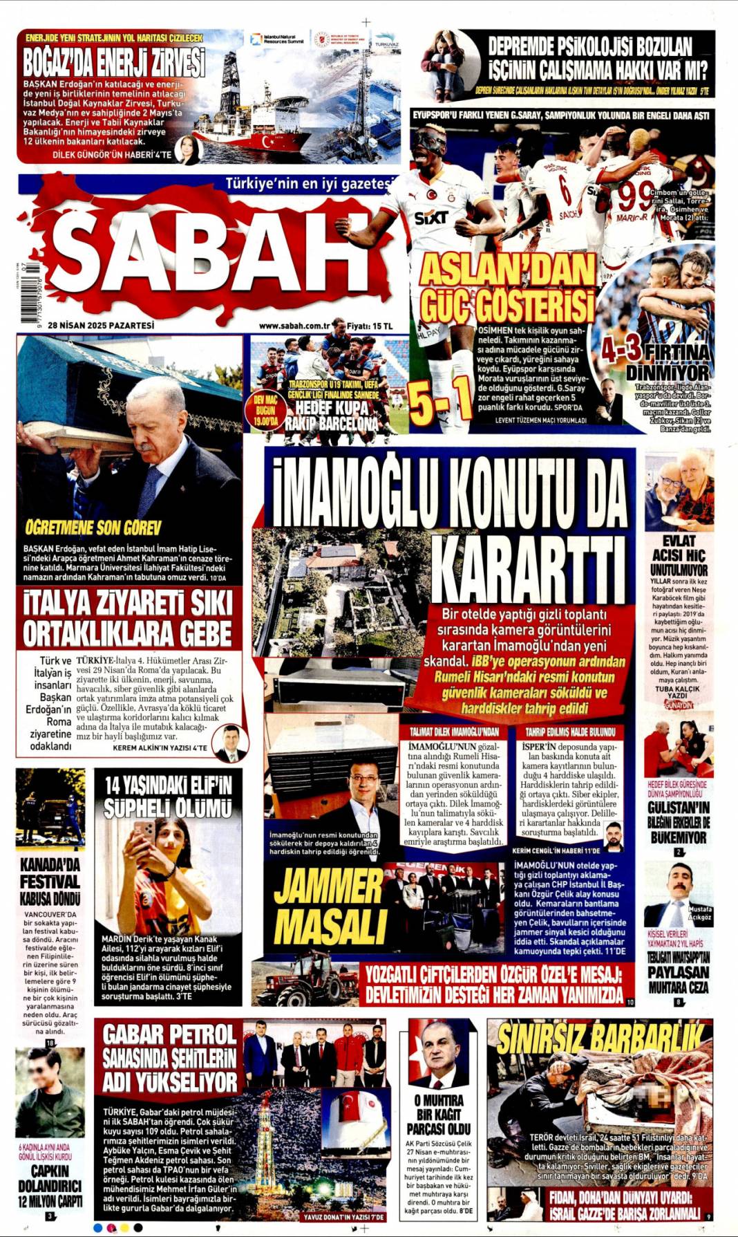 Valizlerde ne vardı? Jammer soruları: 28 Nisan gazete manşetleri 3