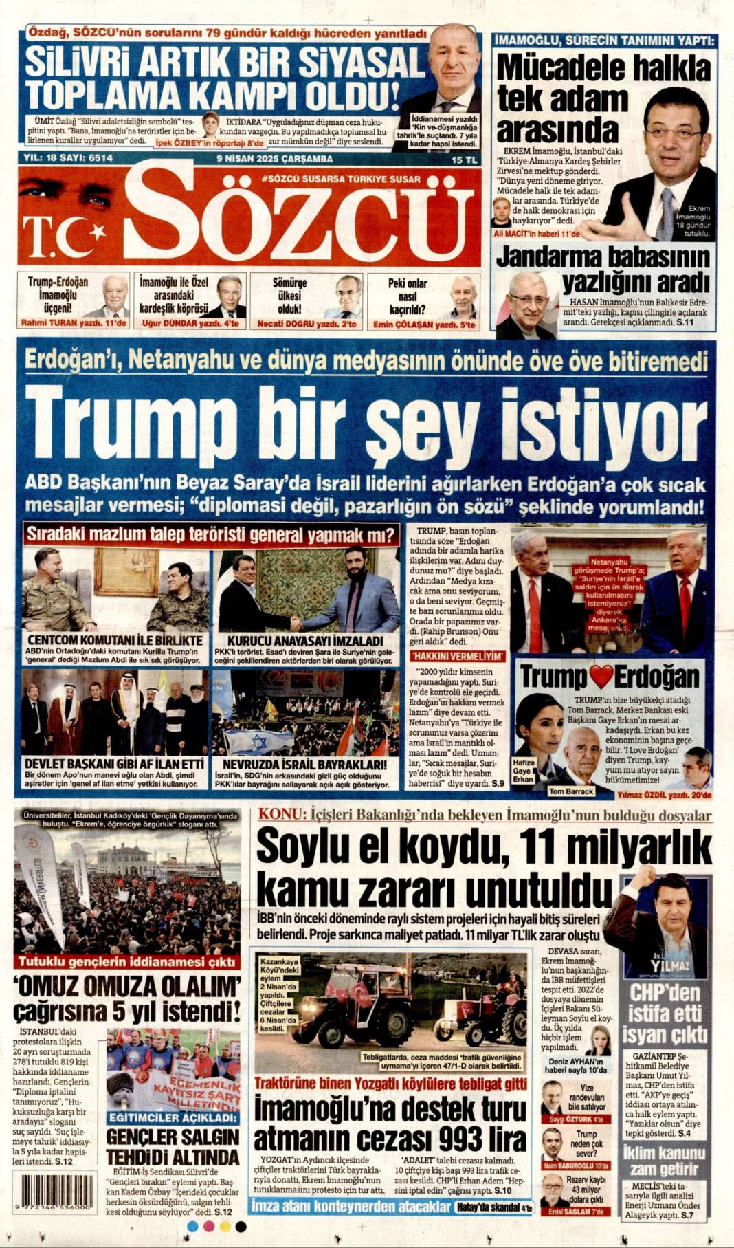 CHP yolsuzluğu bal gibi biliyor, Gazinin partisini pas pas yaptılar: 9 Nisan gazete manşetleri 3