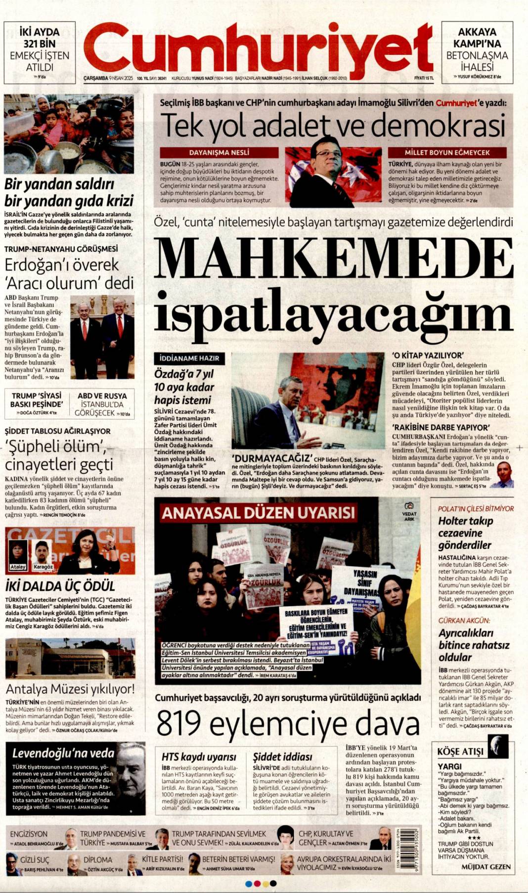 CHP yolsuzluğu bal gibi biliyor, Gazinin partisini pas pas yaptılar: 9 Nisan gazete manşetleri 4