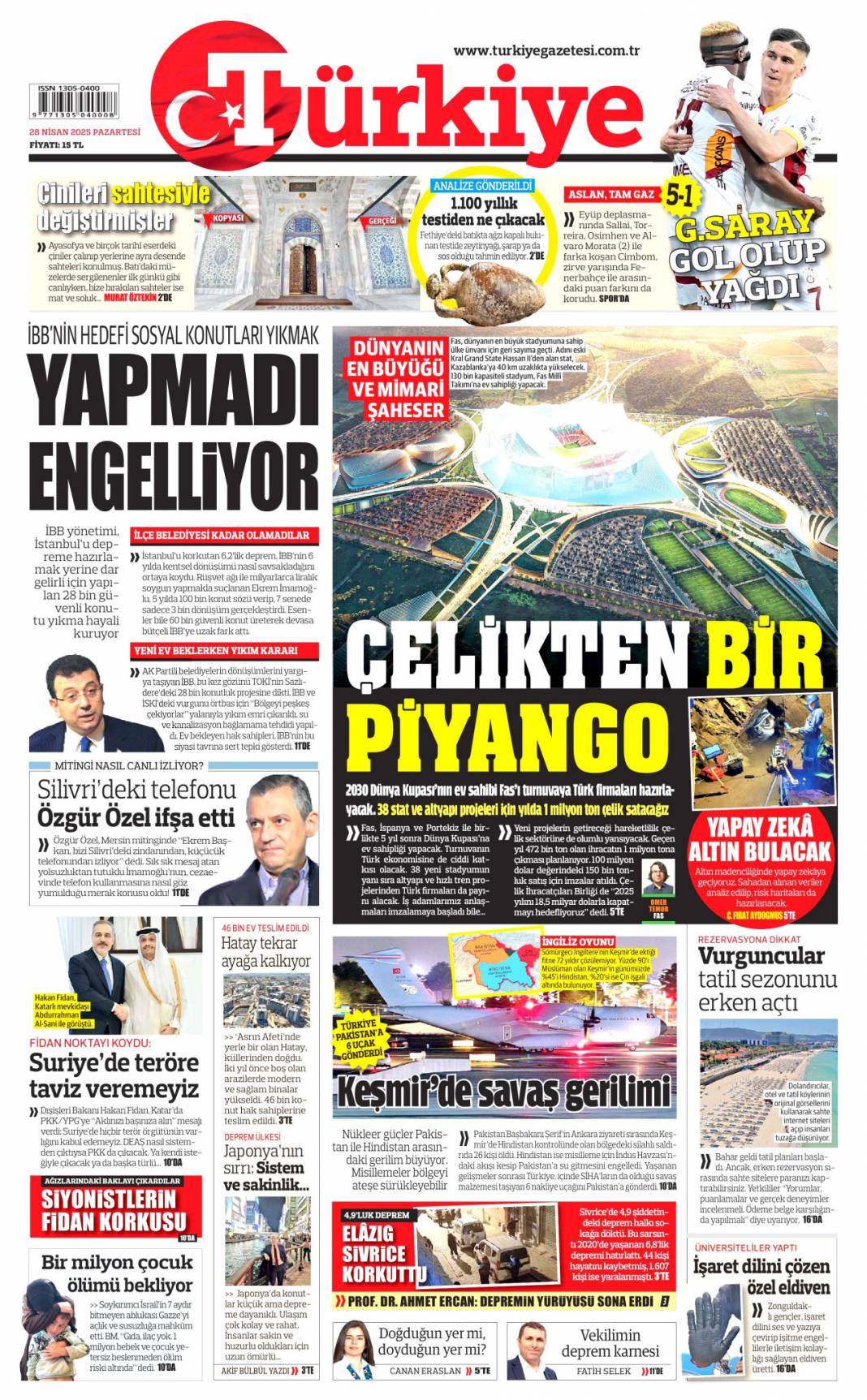 Valizlerde ne vardı? Jammer soruları: 28 Nisan gazete manşetleri 5