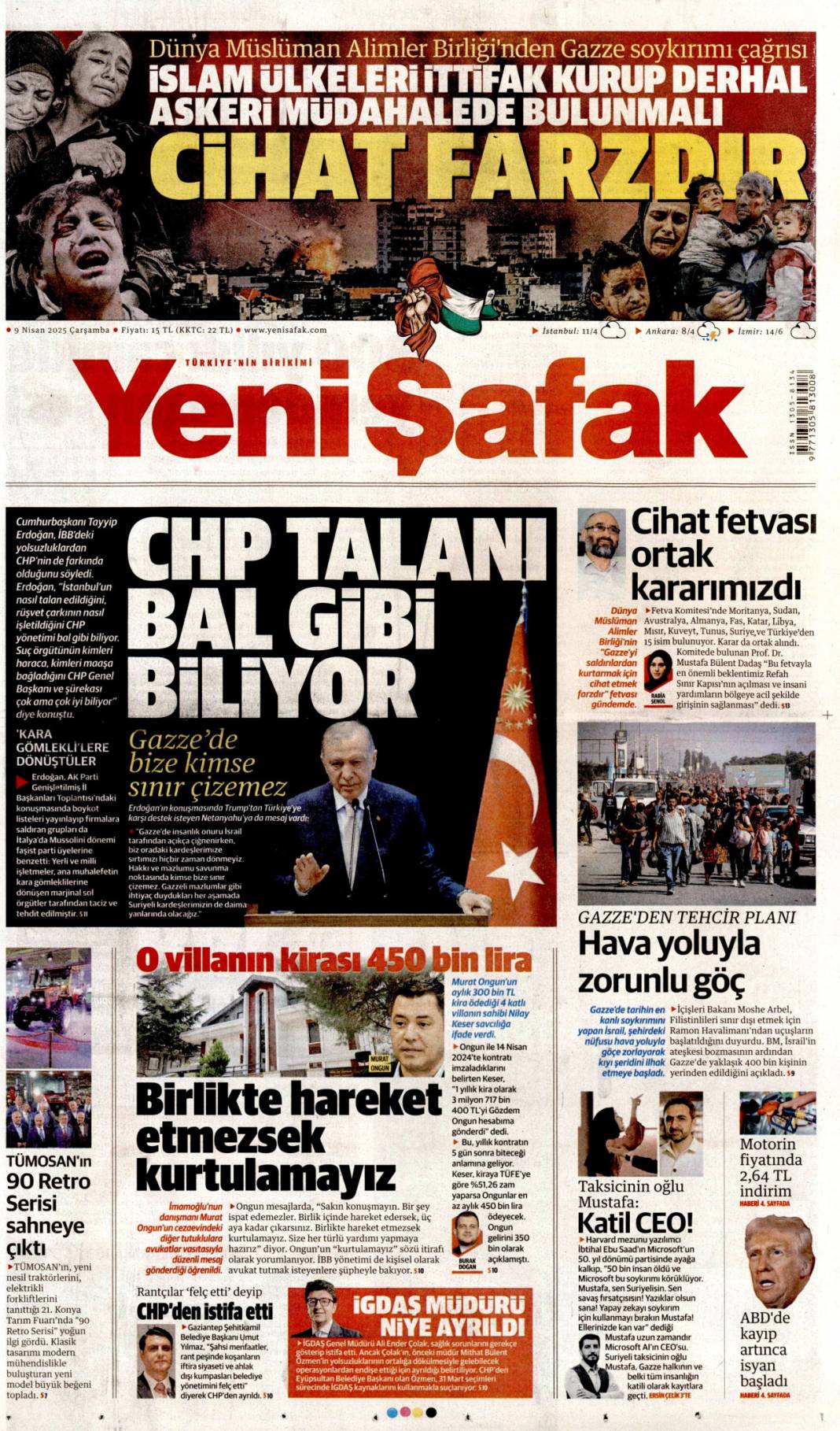 CHP yolsuzluğu bal gibi biliyor, Gazinin partisini pas pas yaptılar: 9 Nisan gazete manşetleri 5