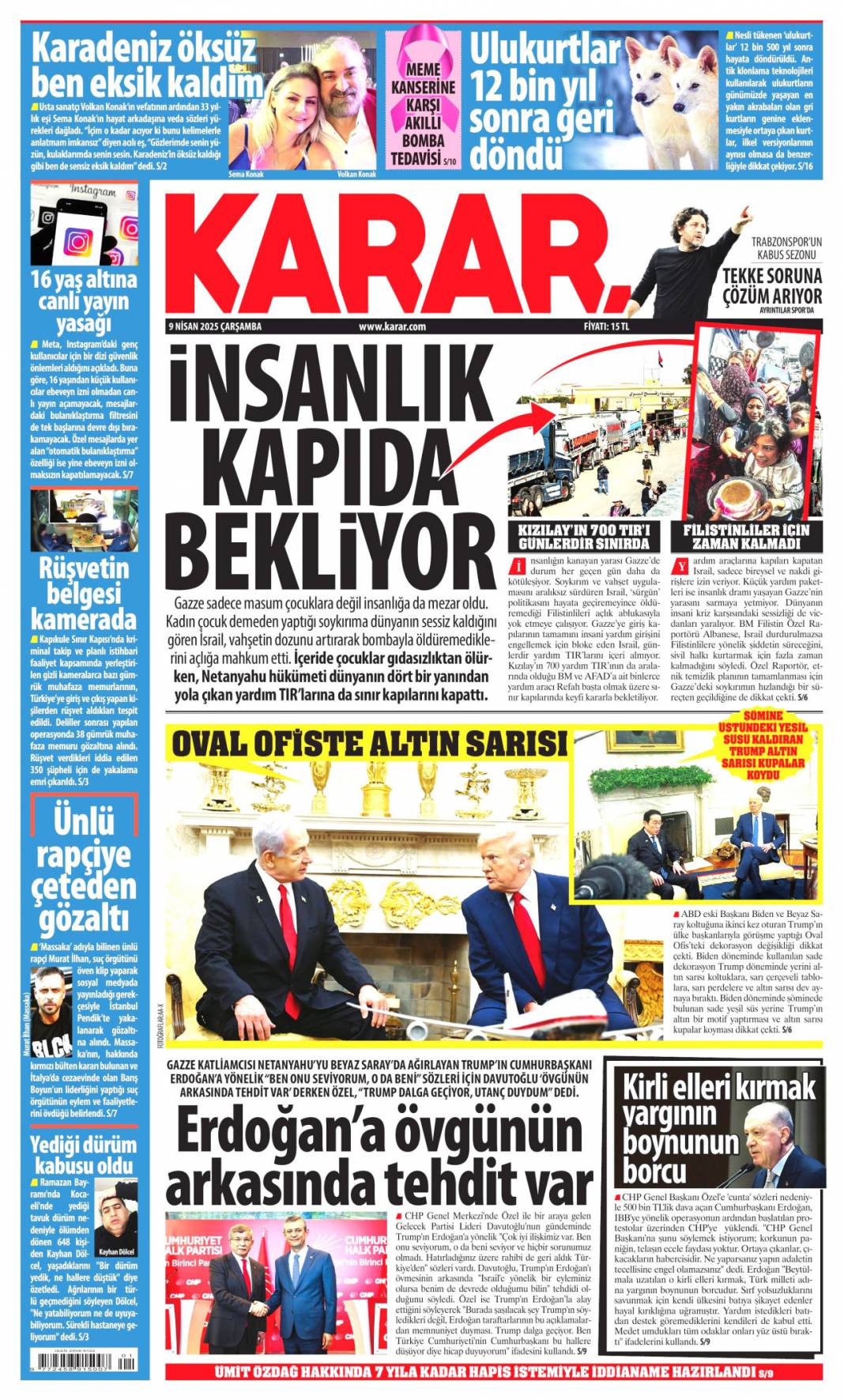 CHP yolsuzluğu bal gibi biliyor, Gazinin partisini pas pas yaptılar: 9 Nisan gazete manşetleri 6